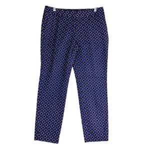 Express Womens Pants Blue Multicolored Columnist Mid Rise Stretch 8 R